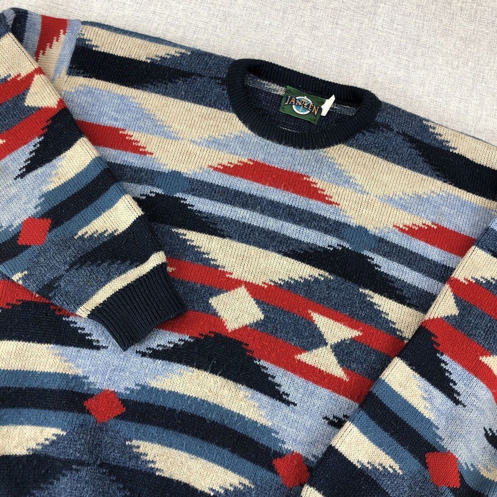 Vintage Jantzen Sweater Men's Large Aztec Southwest Made in USA Navajo Western‎